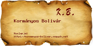 Kormányos Bolivár névjegykártya